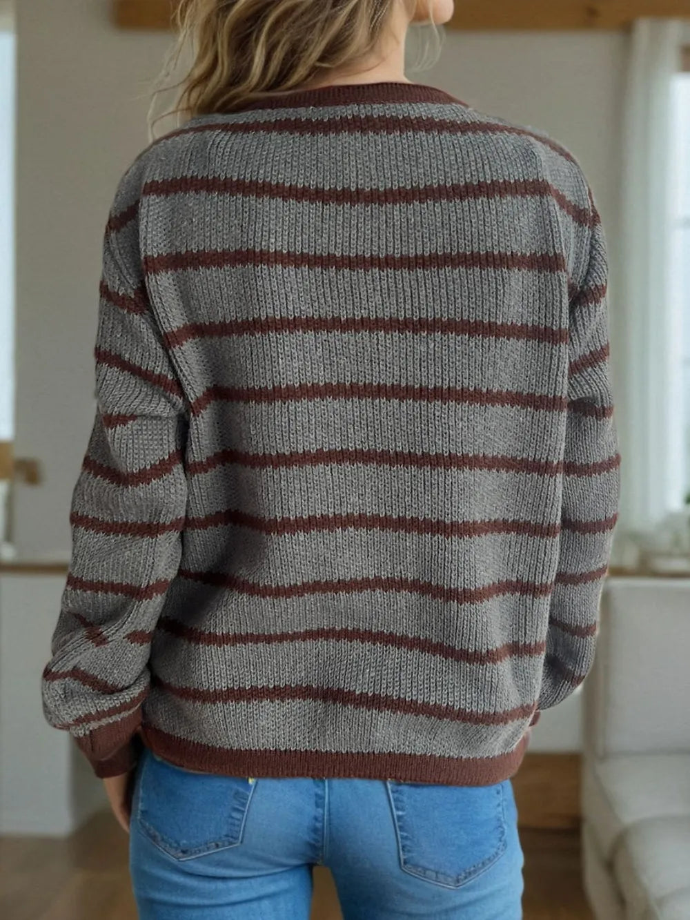 Striped Round Neck Cardigan – Cute Chic & Dreamy Layers | same ANTHEM