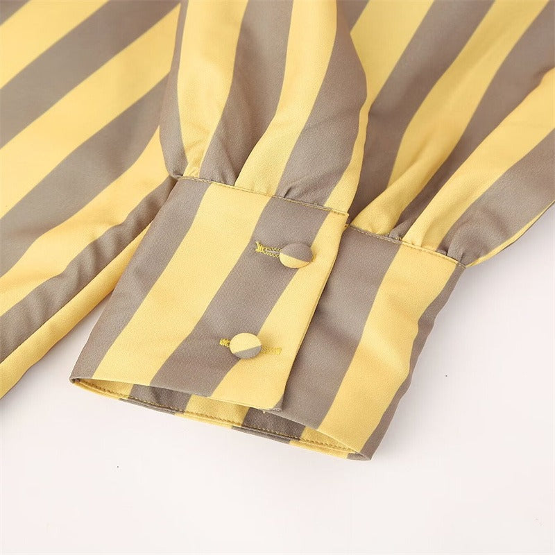 Striped Satin Texture Blouse – Soulmate Streetwear | same ANTHEM