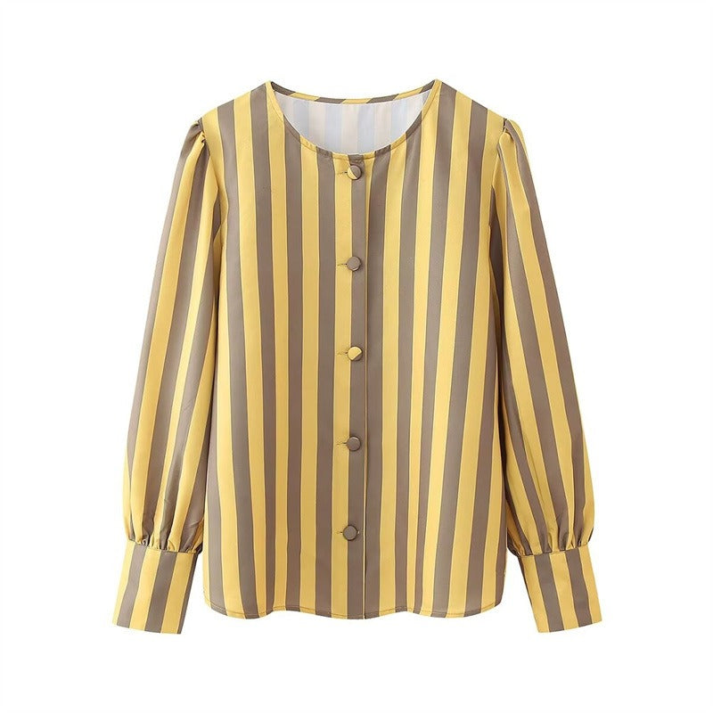 Striped Satin Texture Blouse – Soulmate Streetwear | same ANTHEM - stripe / S