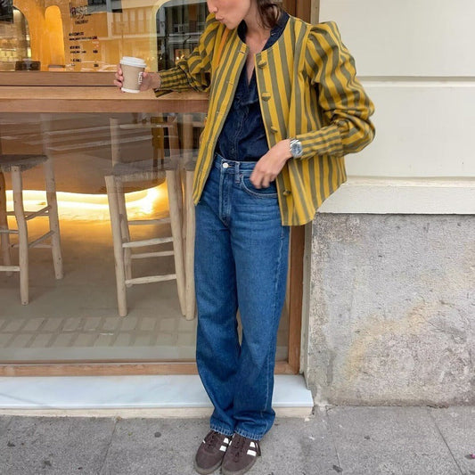 Striped Satin Texture Blouse – Soulmate Streetwear | same ANTHEM