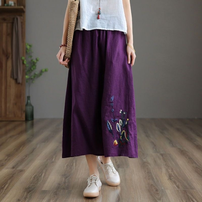Summer Retro Soulmate Skirt – Lover’s Cotton & Linen Skirt for Friends & Free Spirits - Purple / 2XL - Skirt