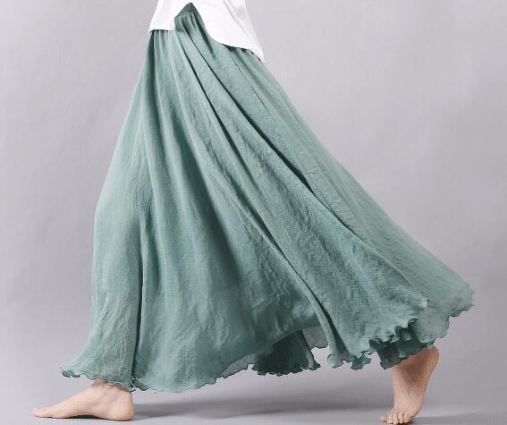 Summer Saia Skirt | Cotton & Linen Style for Lovers & Soulmates | Same ANTHEM - Teal / L