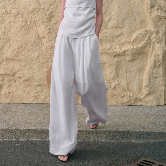 Tencel Linen Wide Leg Pants Women | Yamamoto Minimalist Style | same ANTHEM.