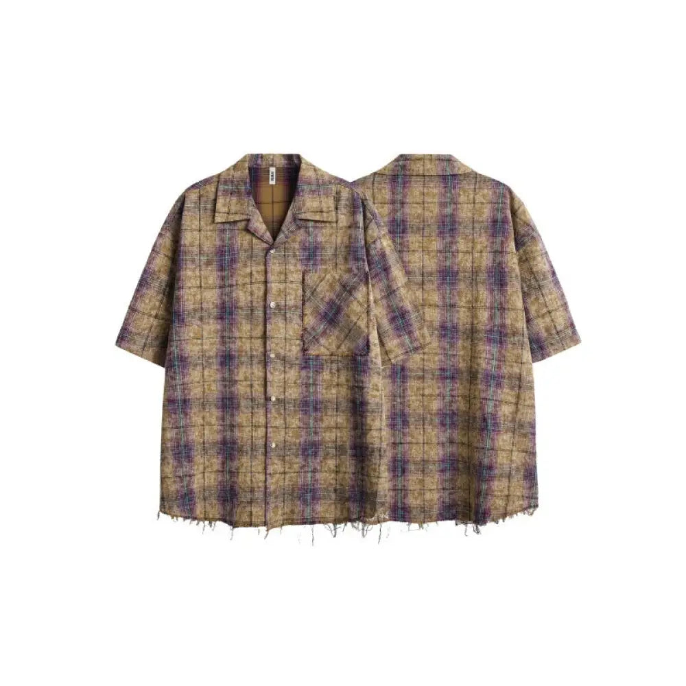 Tie Dye Checkered Tassel Shirt – same ANTHEM. Loose Soulmate Streetwear
