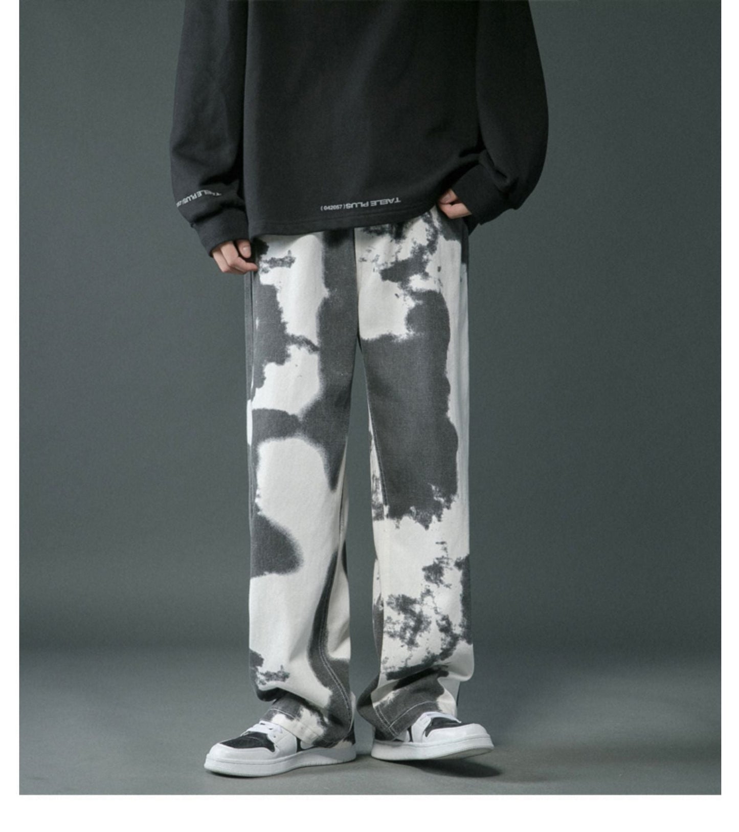 Tie Dyed Denim Straight Leg Pants for Boys – Casual Cool Soulmate Style | Same Anthem - Black / 2XL - Pants