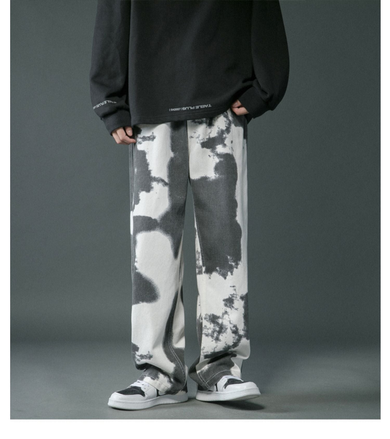 Tie Dyed Denim Straight Leg Pants for Boys – Casual Cool Soulmate Style | Same Anthem - Black / 2XL - Pants