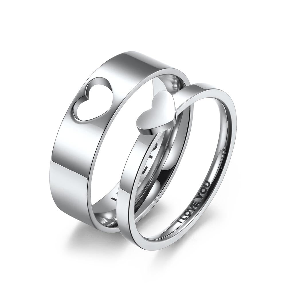 Titanium Heart Hollow Couple Rings – Soulmate Streetwear Jewelry | same ANTHEM.