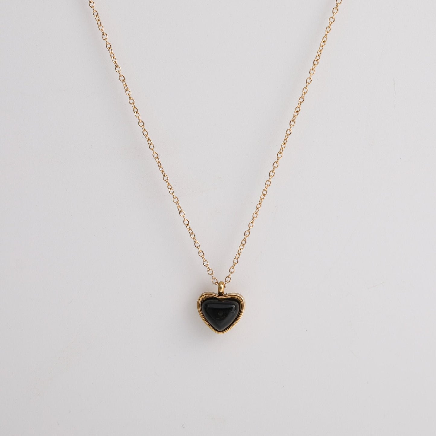 Titanium Steel Black Agate Pendant Necklace | Boho Chic Minimalist Jewellery | same ANTHEM - Black