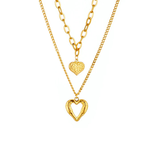 Titanium Steel Double Layered Love Heart Pendant Necklace for Women | same ANTHEM. Soulmate Wear & Vintage Punk Jewelry