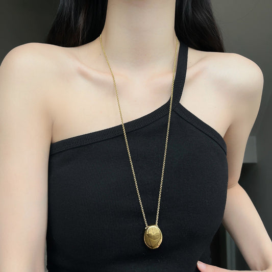 Titanium Steel Oval Pendant Necklace | Light Luxury Soulmate Jewellery | same ANTHEM