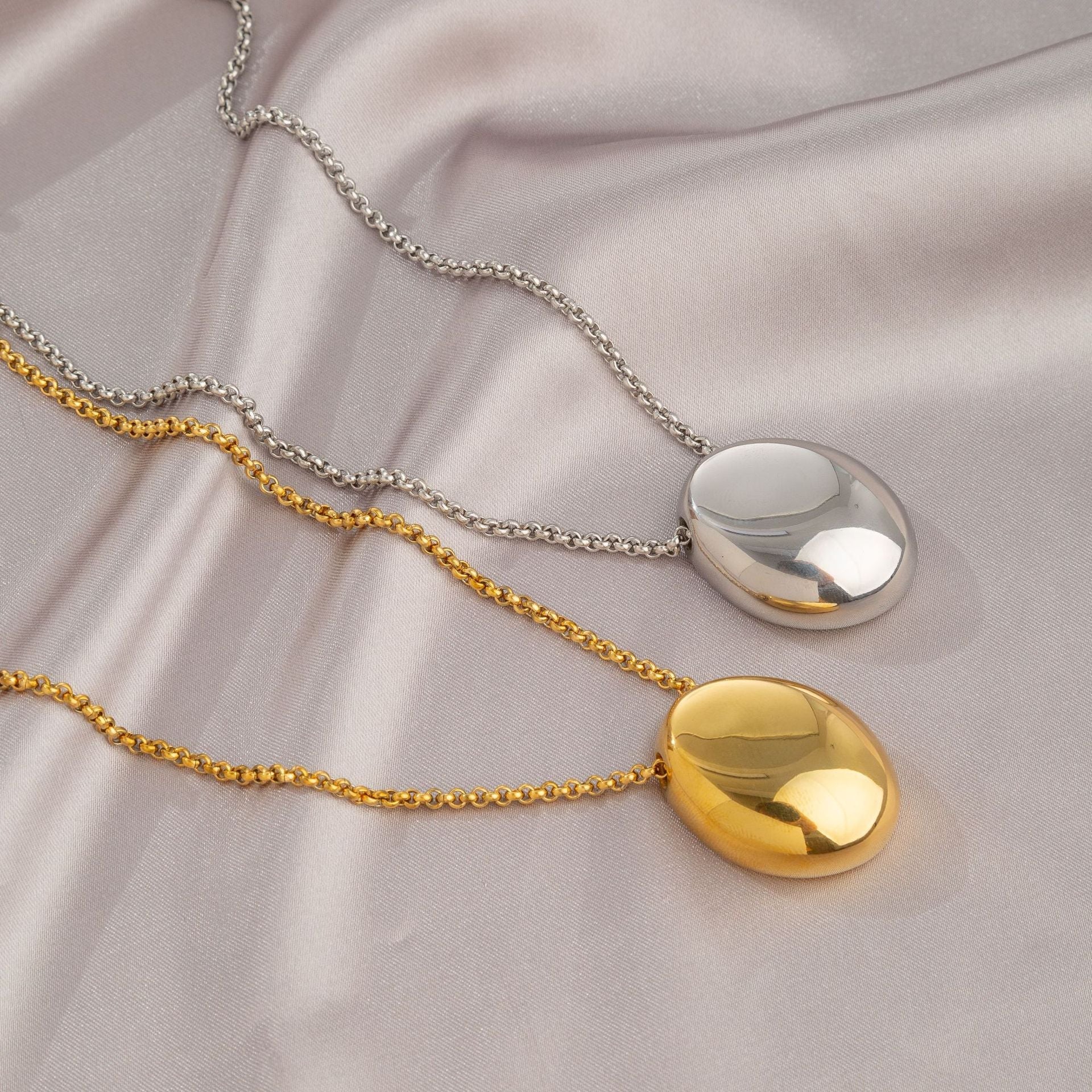 Titanium Steel Oval Pendant Necklace | Light Luxury Soulmate Jewellery | same ANTHEM