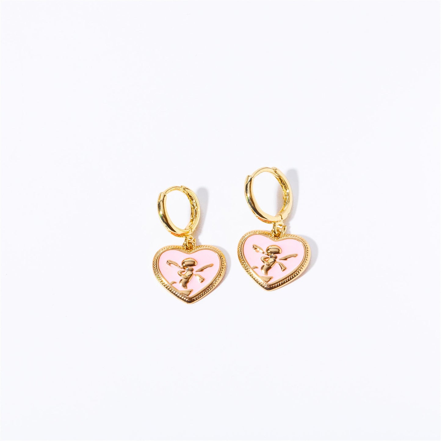 Titanium Steel Pink Peach Heart Women’s Earrings - Golden Angel Earrings