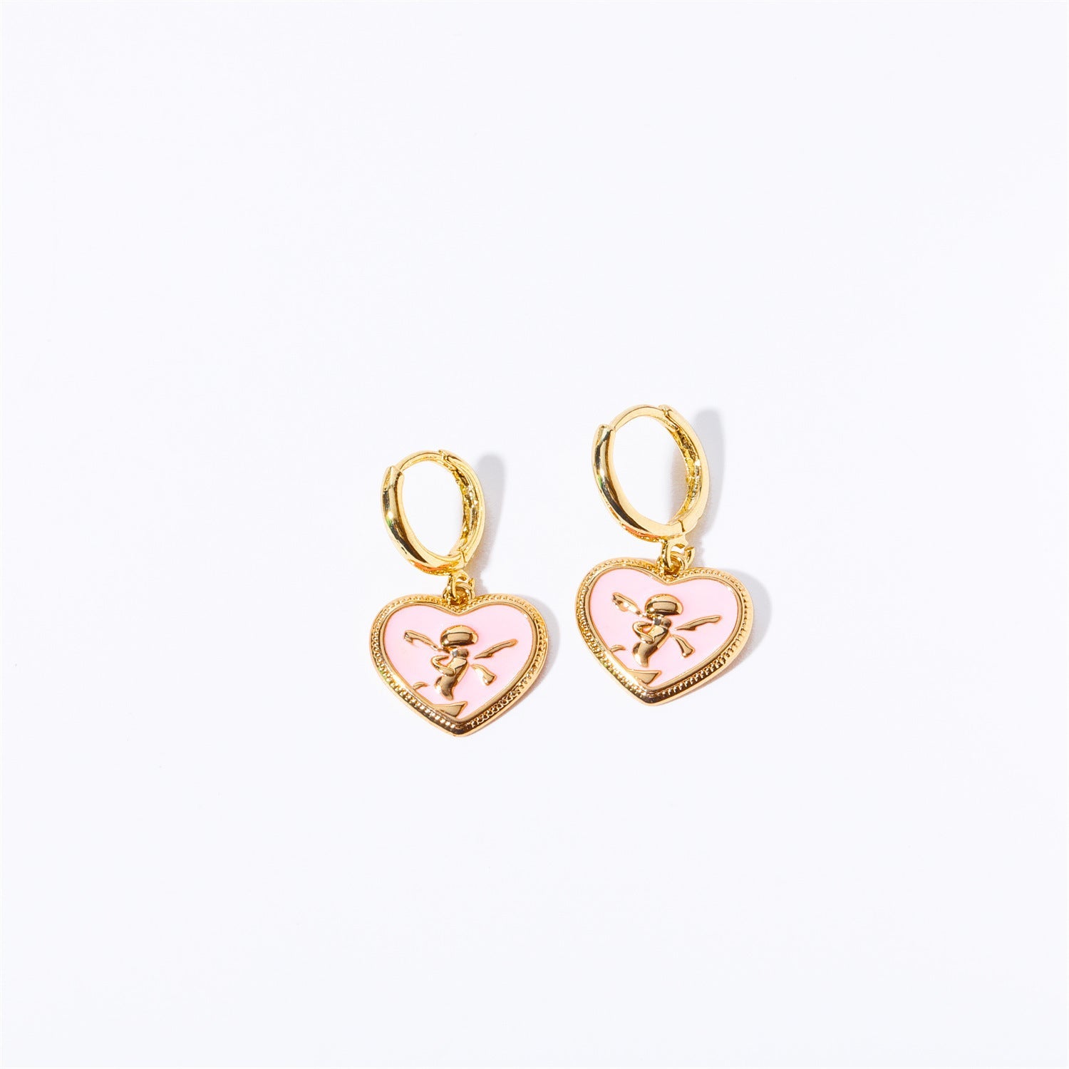 Titanium Steel Pink Peach Heart Women’s Earrings - Golden Angel Earrings