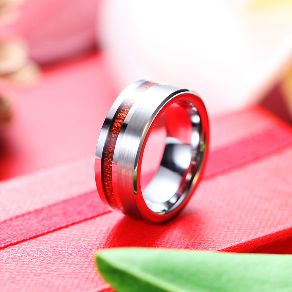 Tungsten Wood Grain Ring for Men – same ANTHEM. Soulmate Streetwear Jewelry - Jewellery