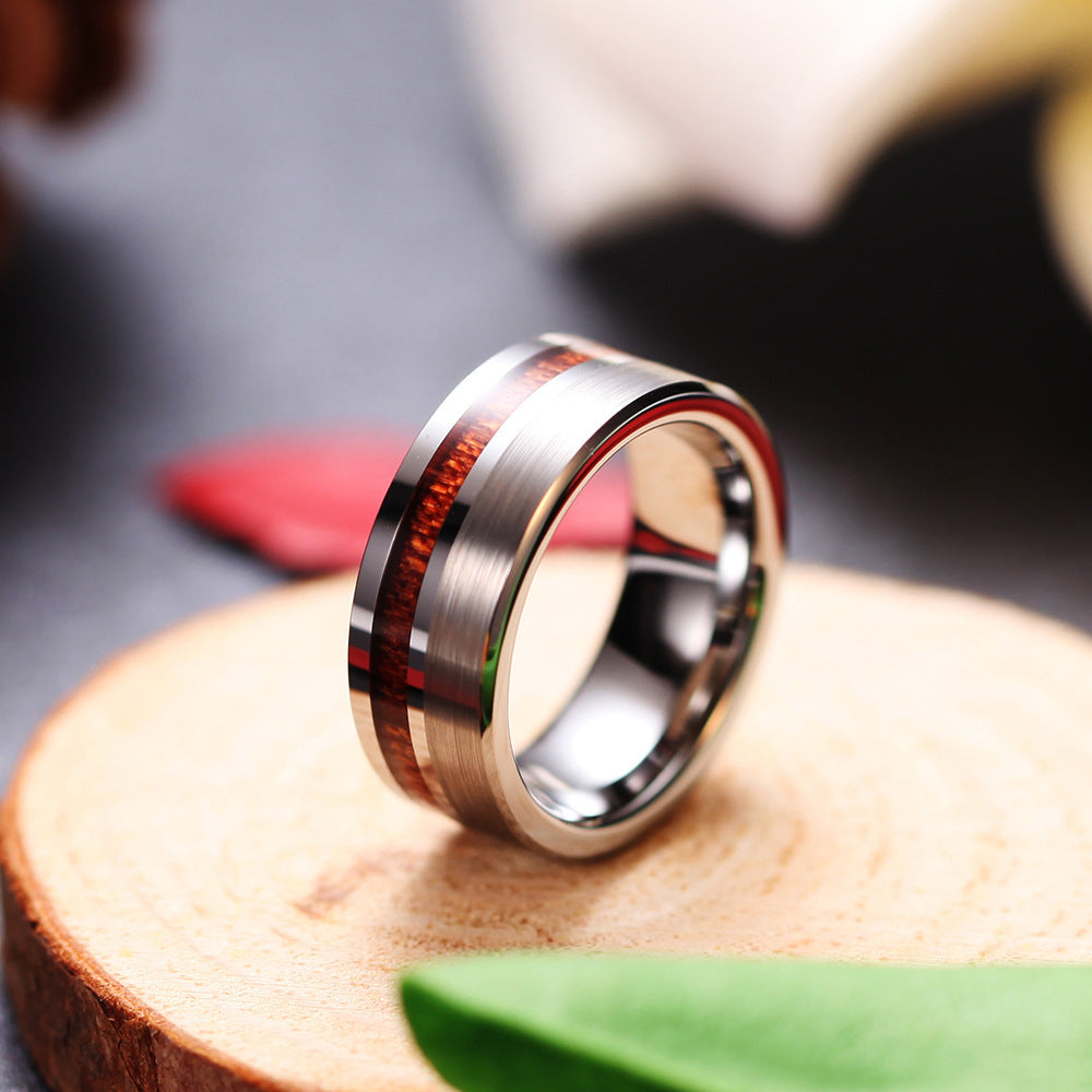Tungsten Wood Grain Ring for Men – same ANTHEM. Soulmate Streetwear Jewelry - Jewellery