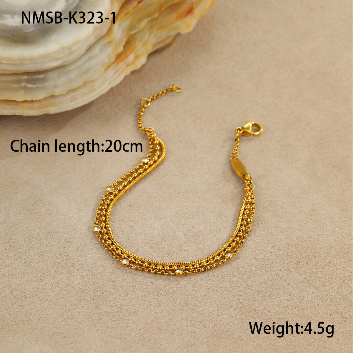 Twin Inlaid Zircon Bracelet | same ANTHEM. Soulmate Streetwear Jewellery - Gold Bracelet / 18K
