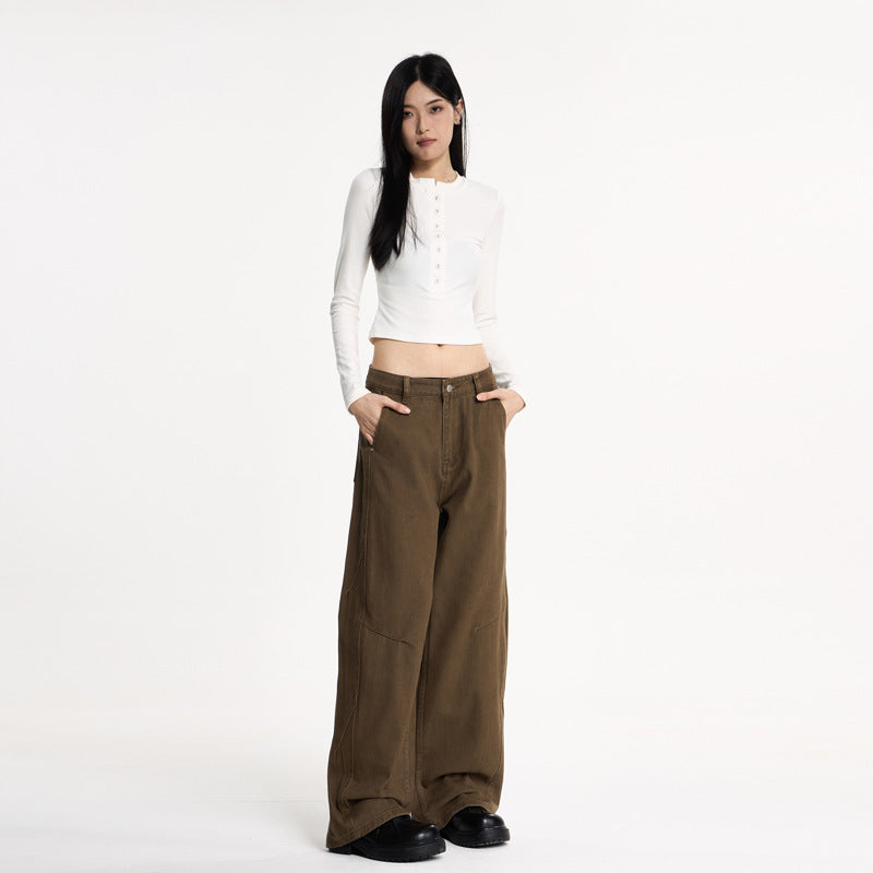 Unisex Retro Washed Cargo Pants – Baggy Loose Fit Streetwear | same ANTHEM Soulmate Fashion - Brown / XS