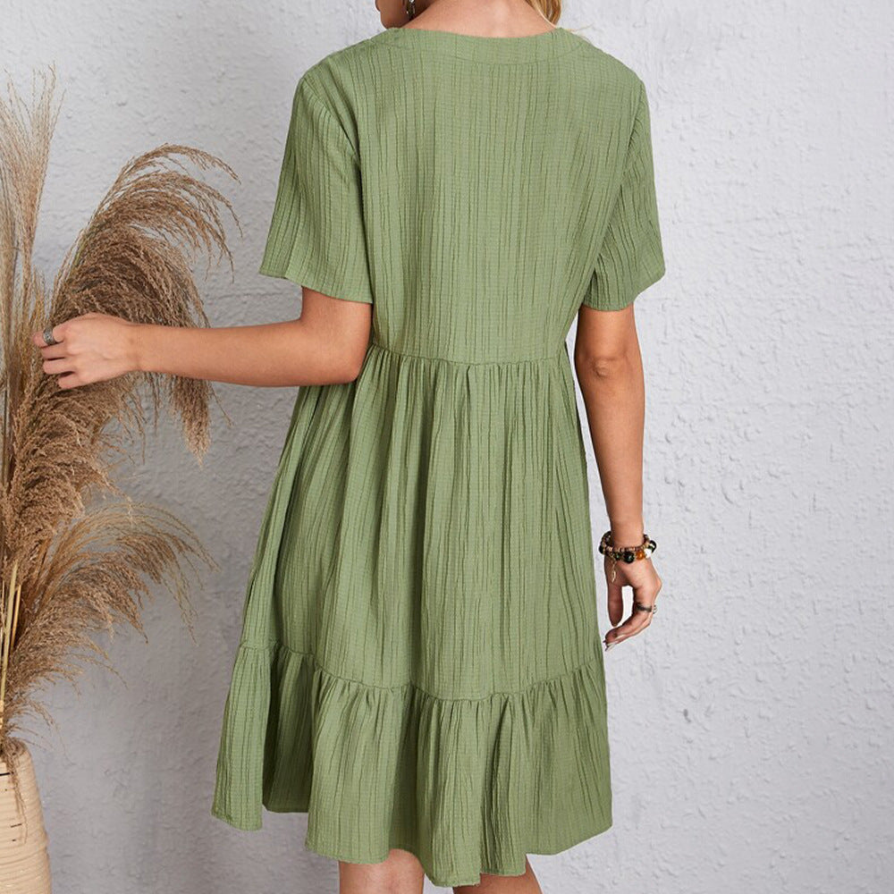 V-neck Short Sleeve Ruffled Dress | Romantic & Boho Summer Dress for Lovers & Soulmates | Same Anthem