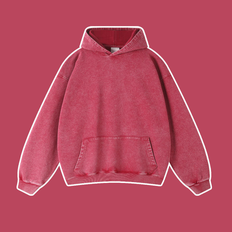 Vintage Batik Distressed Hoodie – same ANTHEM | Cute Streetwear for Soulmates & Lovers - dark red / S