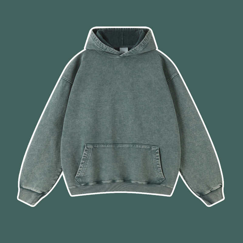 Vintage Batik Distressed Hoodie – same ANTHEM | Cute Streetwear for Soulmates & Lovers - blackish green / S