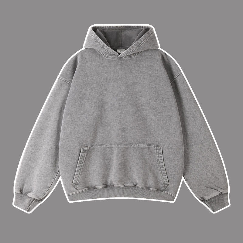 Vintage Batik Distressed Hoodie – same ANTHEM | Cute Streetwear for Soulmates & Lovers - light gray / S