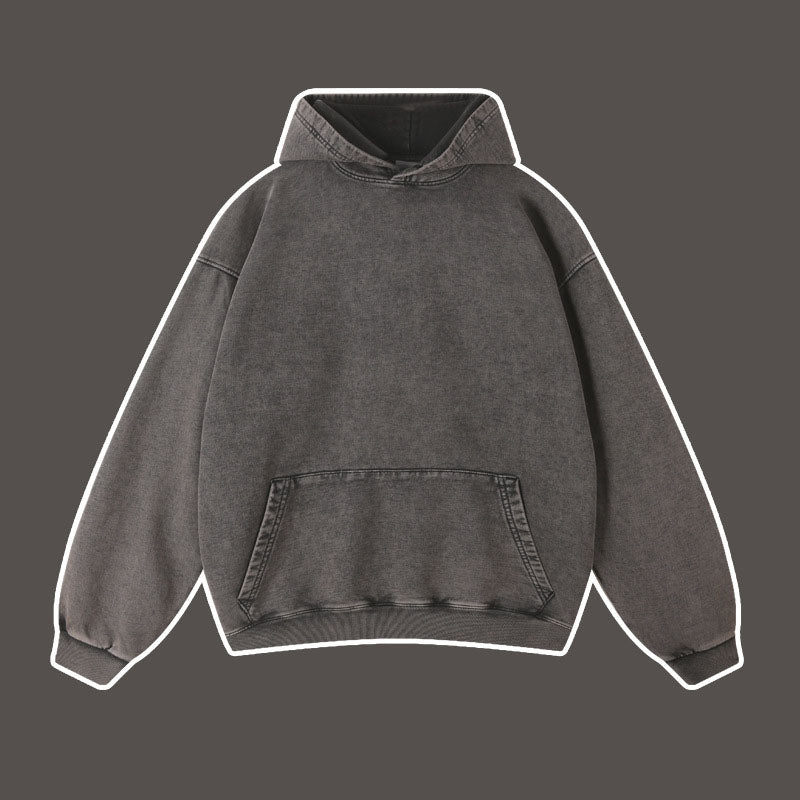 Vintage Batik Distressed Hoodie – same ANTHEM | Cute Streetwear for Soulmates & Lovers - dark gray / S