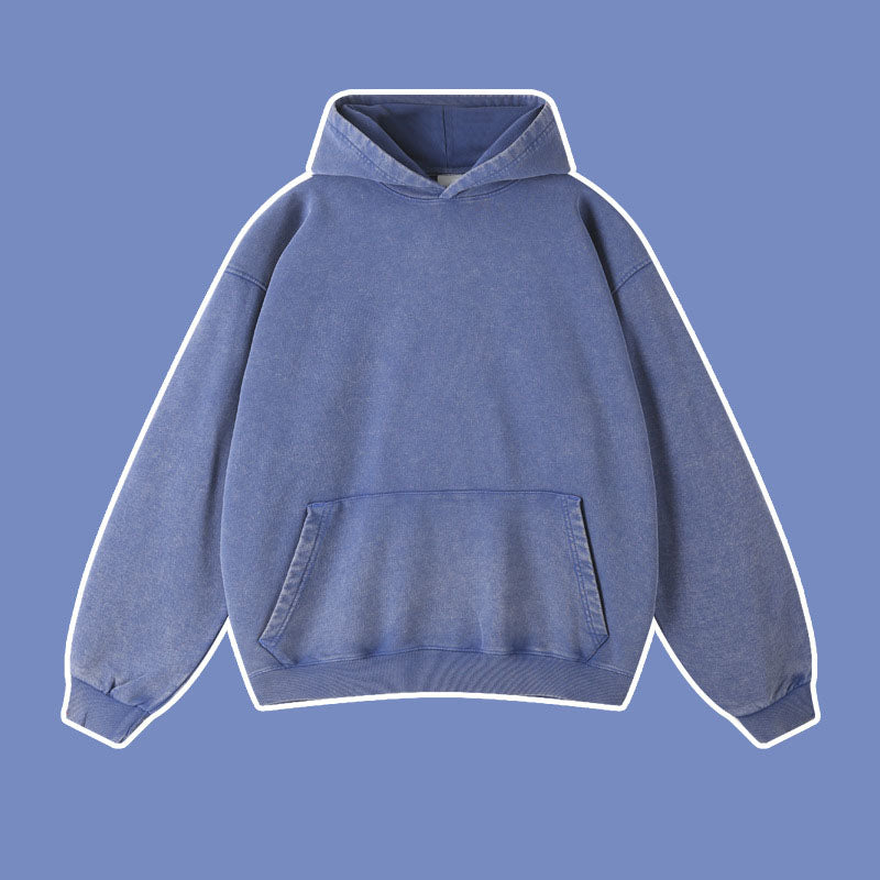 Vintage Batik Distressed Hoodie – same ANTHEM | Cute Streetwear for Soulmates & Lovers - dark blue / S