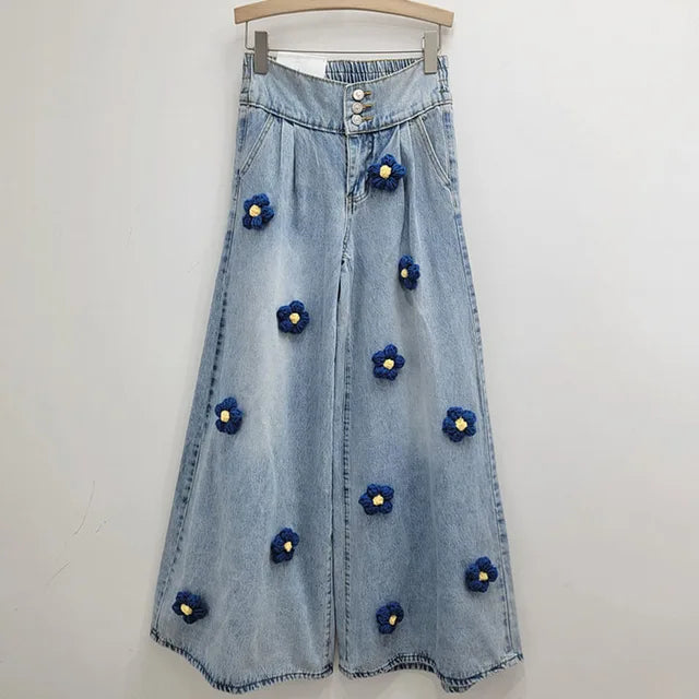 Vintage Black Floral Wide-Leg Jeans – Soulmate Streetwear | same ANTHEM. - Blue / S