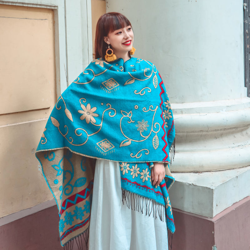 Vintage Boho Cloak Cardigan – same ANTHEM | Soulmate Streetwear Cape - Turquoise / One Size