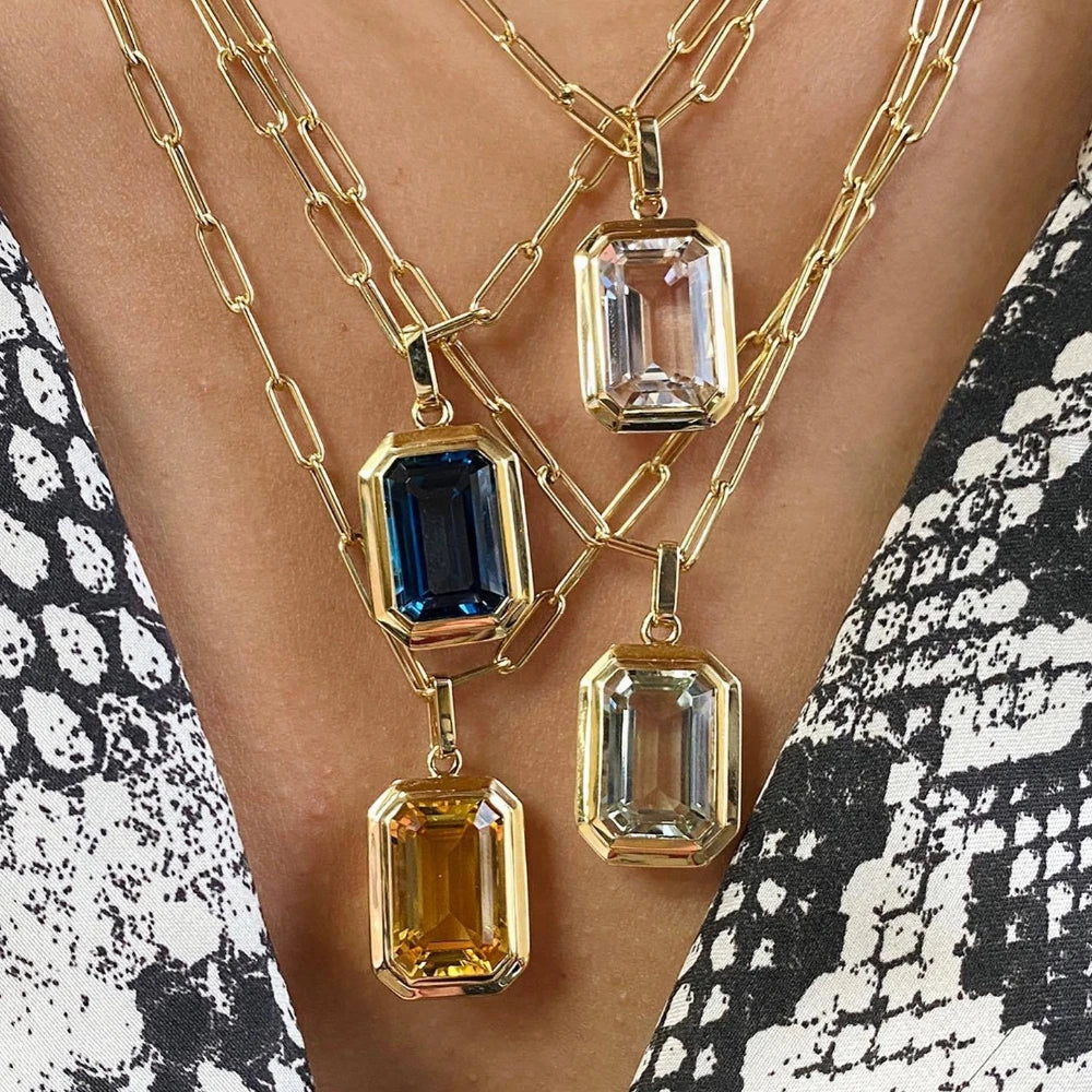 Vintage Crystal Pendant Necklace – Gold-Plated Cuba Chain | same ANTHEM.