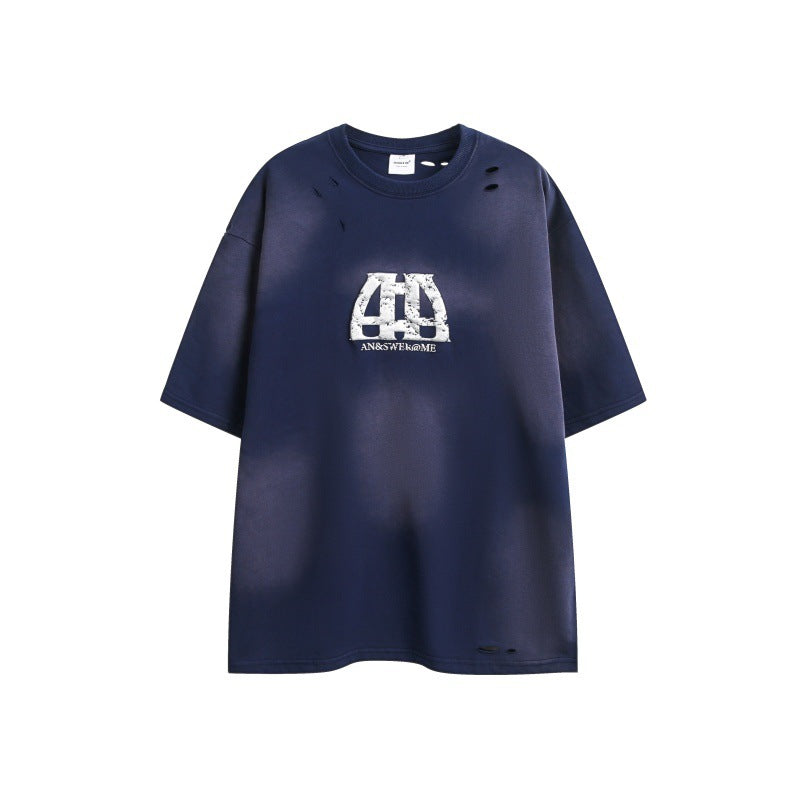 Vintage Distressed Loose T-Shirt – Soulmate Streetwear for Men | same ANTHEM - Navy Blue / M
