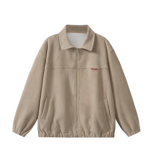 Vintage Fleece Turn-down Collar Jacket – Casual Outerwear | same ANTHEM - Khaki / M