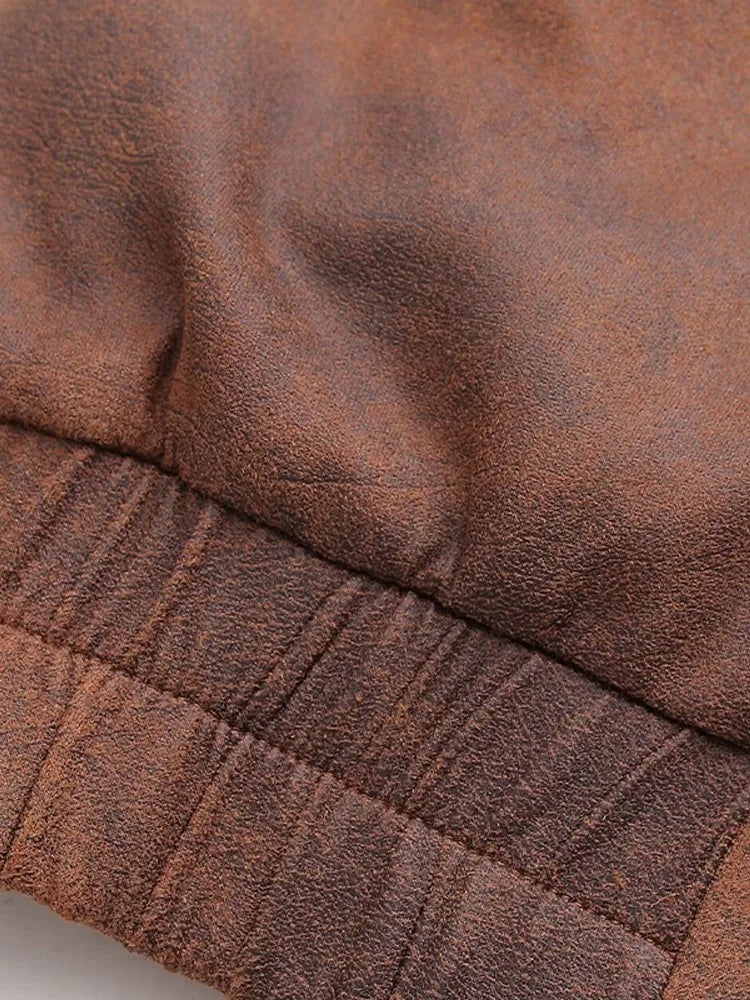 Vintage Imitation Leather Coat | Turn-down Collar Women’s Coat | soulmate wear | same ANTHEM