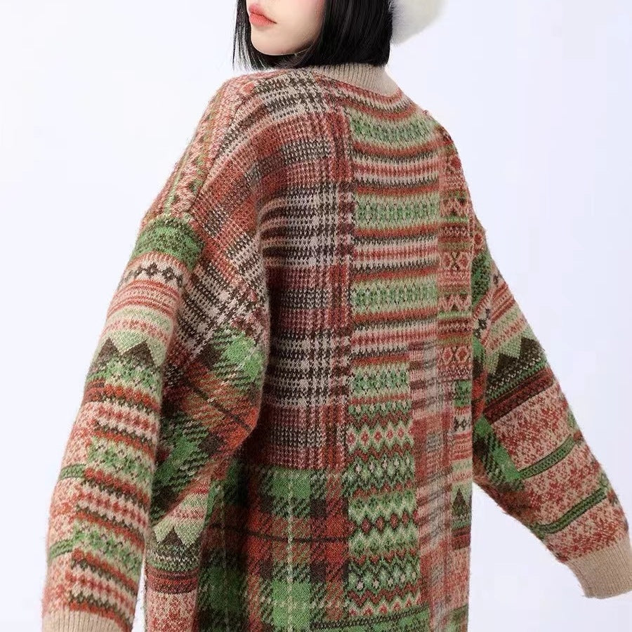 Vintage Knit Cardigan with Pockets – Soulmate Streetwear | same ANTHEM.** - plaid / One Size
