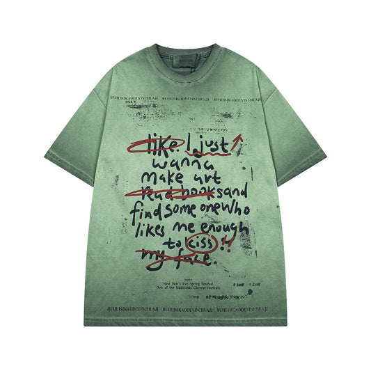 Vintage Letter Print T-Shirt – Soulmate Streetwear for Men | same ANTHEM