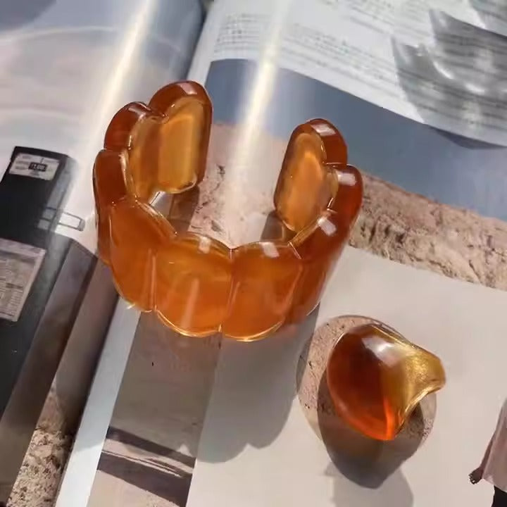 Vintage Resin Bracelet & Ring Set – same ANTHEM. Soulmate Streetwear Jewelry - Bracelet + Ring Set