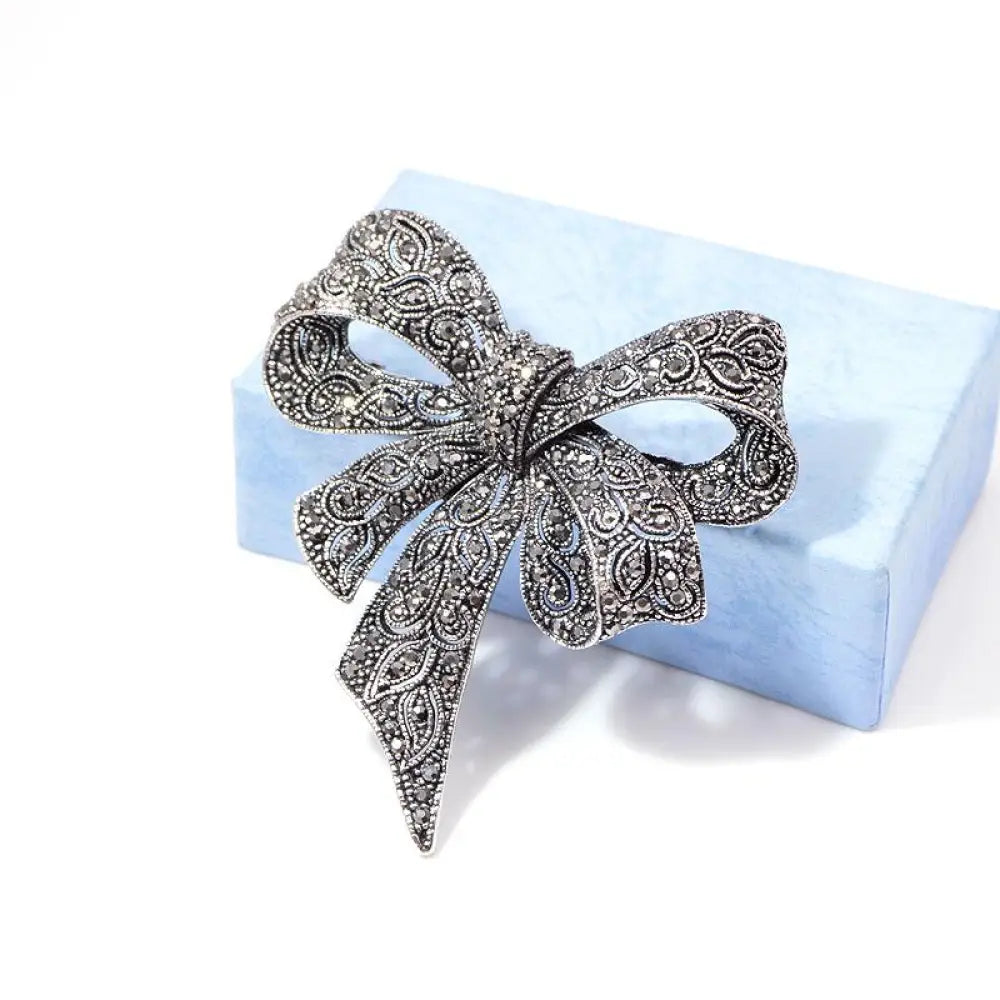 Vintage Rhinestone Bow Brooch | same ANTHEM. - black
