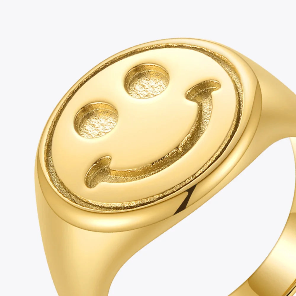 Vintage Smiling Face Gold Ring – Soulmate Streetwear Jewelry | same ANTHEM