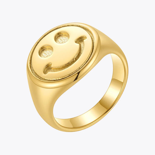 Vintage Smiling Face Gold Ring – Soulmate Streetwear Jewelry | same ANTHEM - 6 / Gold color