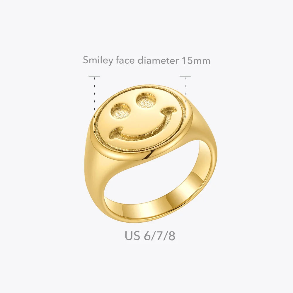 Vintage Smiling Face Gold Ring – Soulmate Streetwear Jewelry | same ANTHEM