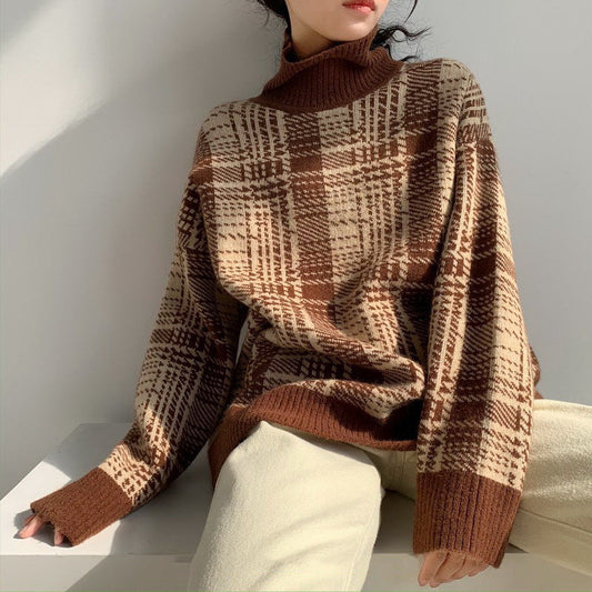 Vintage turtleneck sweater - Coffee / One size - Bag