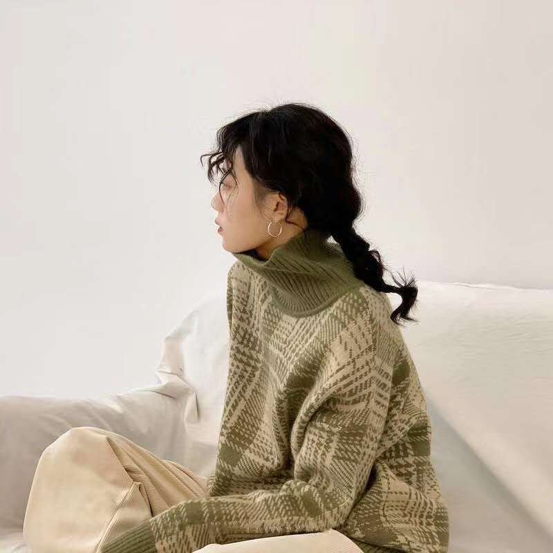 Vintage turtleneck sweater - Green / One size - Bag