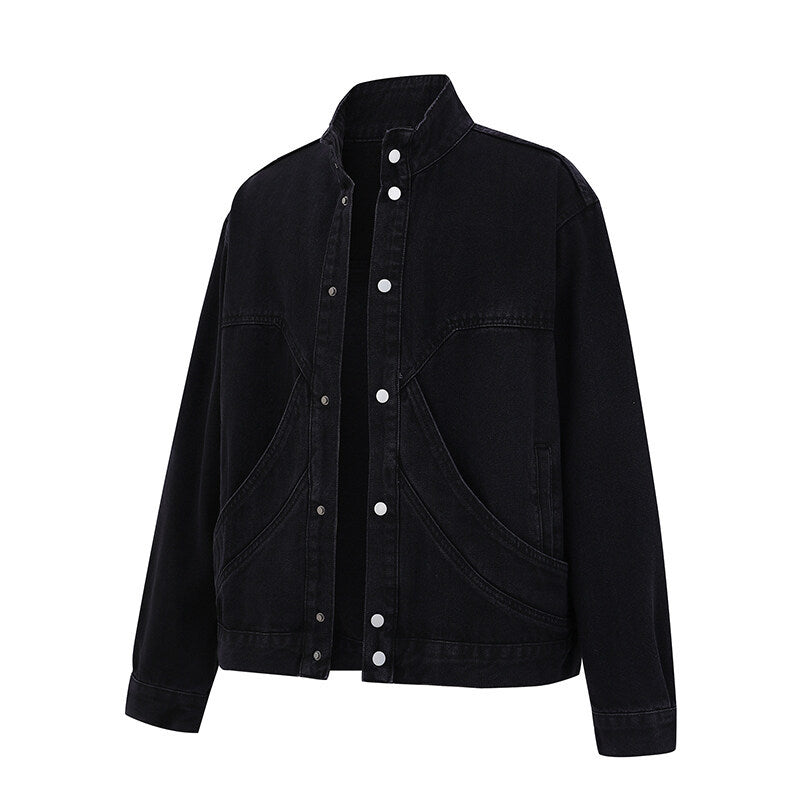 Vintage Washed Denim Workwear Jacket – Streetwear | same ANTHEM - Black / S