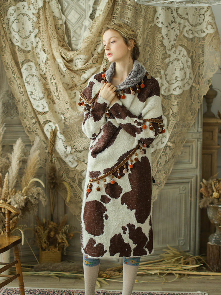 Vintage Wool Knitted Shawl Dress | same ANTHEM. - Coffee