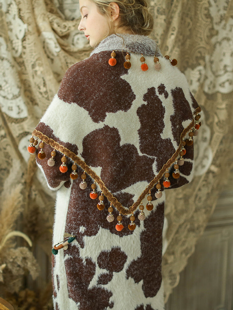 Vintage Wool Knitted Shawl Dress | same ANTHEM. - Coffee