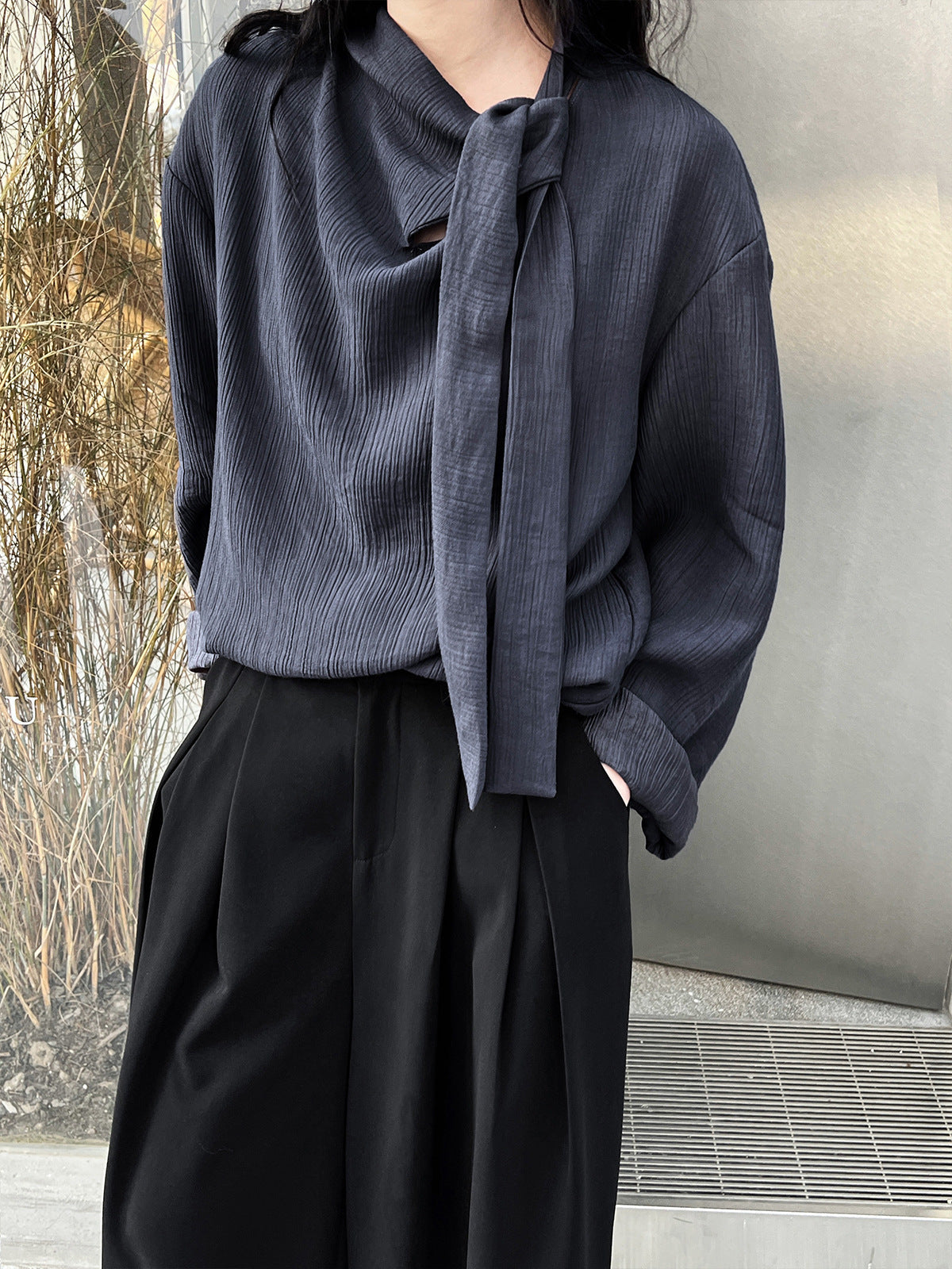 Wear Your Anthem | Chic Elegant Ribbon Texture Shirt for Lovers & Friends | same ANTHEM - Dark Gray / L