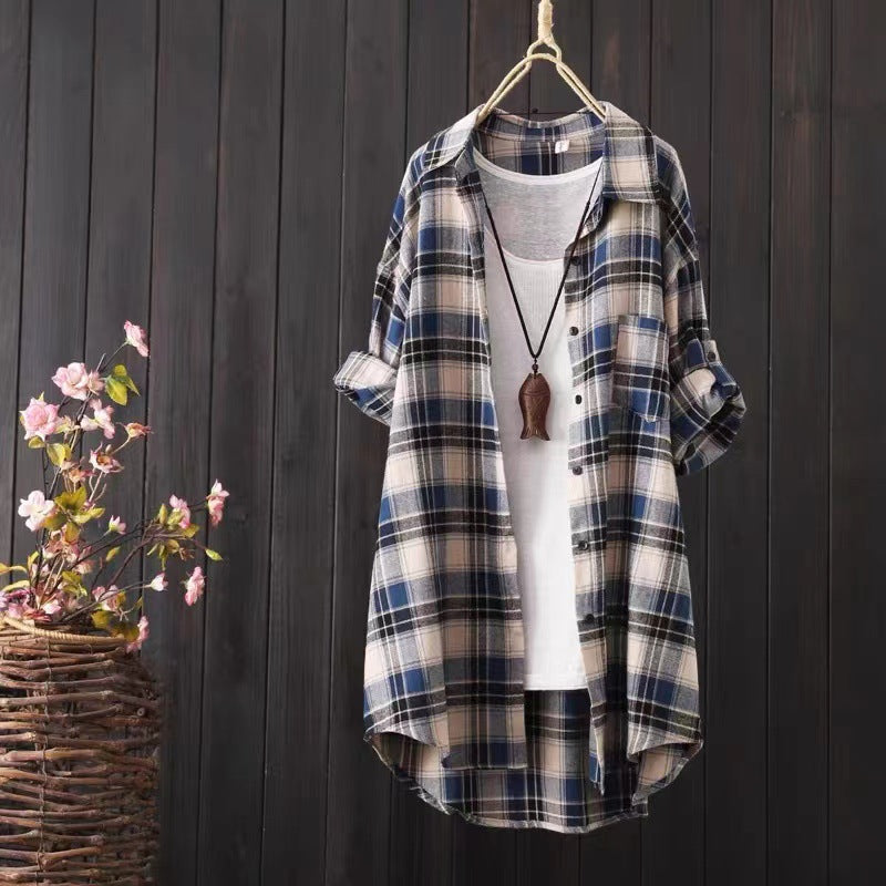 Wear Your Story | Chic Plaid Shirt Coat for Soulmates & Friends | same ANTHEM - Navy Blue / L