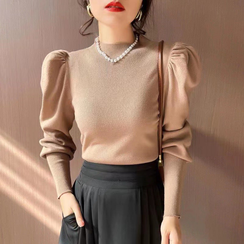 Wear Your Story | Chic Puff Sleeve Wool Pullover for Lovers & Friends | same ANTHEM - Khaki / Free Size
