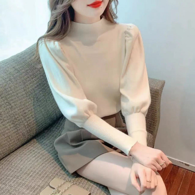 Wear Your Story | Chic Puff Sleeve Wool Pullover for Lovers & Friends | same ANTHEM - Apricot / Free Size