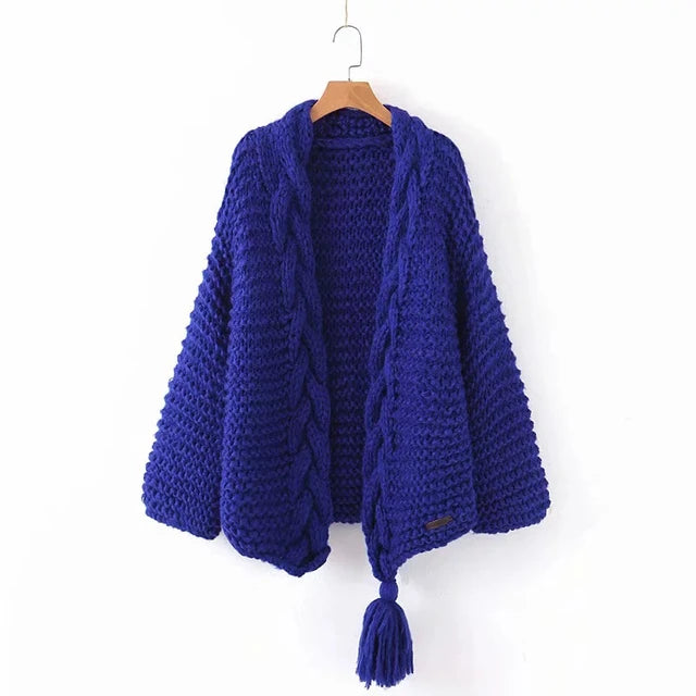 White Tassel Knit Cardigan for Women | same ANTHEM. Soulmate Streetwear - Blue / one size
